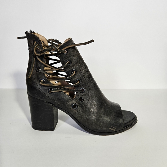 Baske California Brown Leather Fury Open Toe Booties - Picture 12 of 12